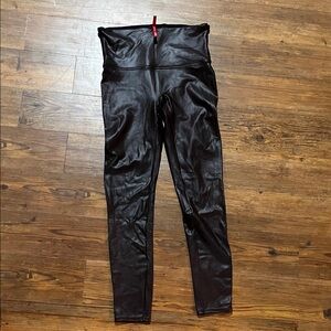 Spanx wine Faux Leather Leggings